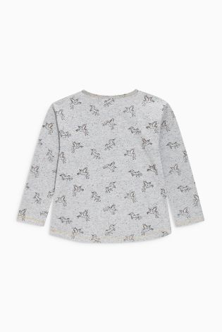 Pink/Grey Long Sleeve Unicorn T-Shirt Two Pack (3-16yrs)